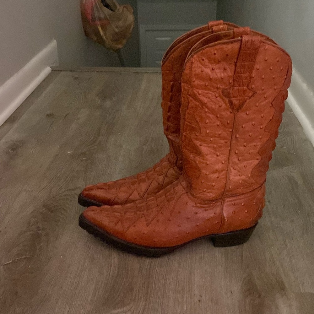 Authentic orange alligator, cowboy boots